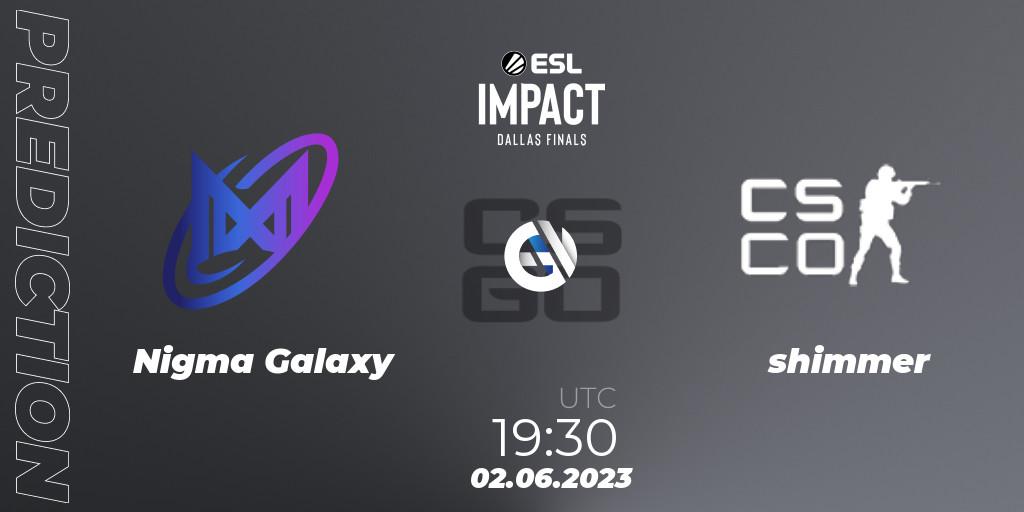 Pronósticos Nigma Galaxy - shimmer. 02.06.23. ESL Impact League Season 3 - CS2 (CS:GO)