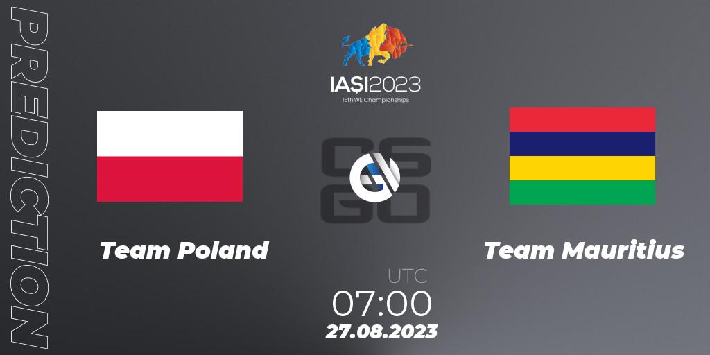 Pronósticos Team Poland - Team Mauritius. 27.08.2023 at 10:00. IESF World Esports Championship 2023 - Counter-Strike (CS2)