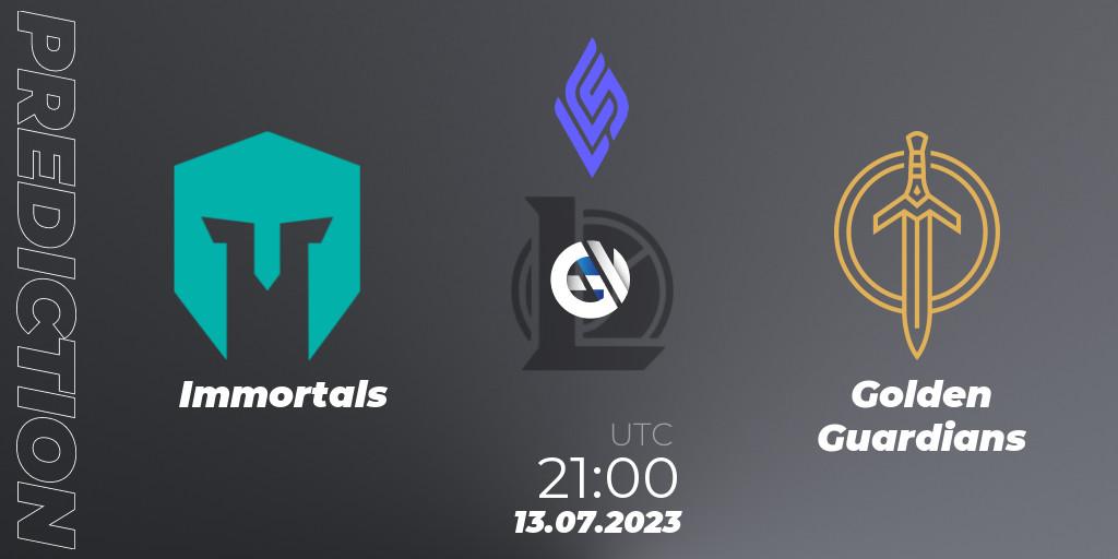Pronósticos Immortals - Golden Guardians. 14.07.23. LCS Summer 2023 - Group Stage - LoL