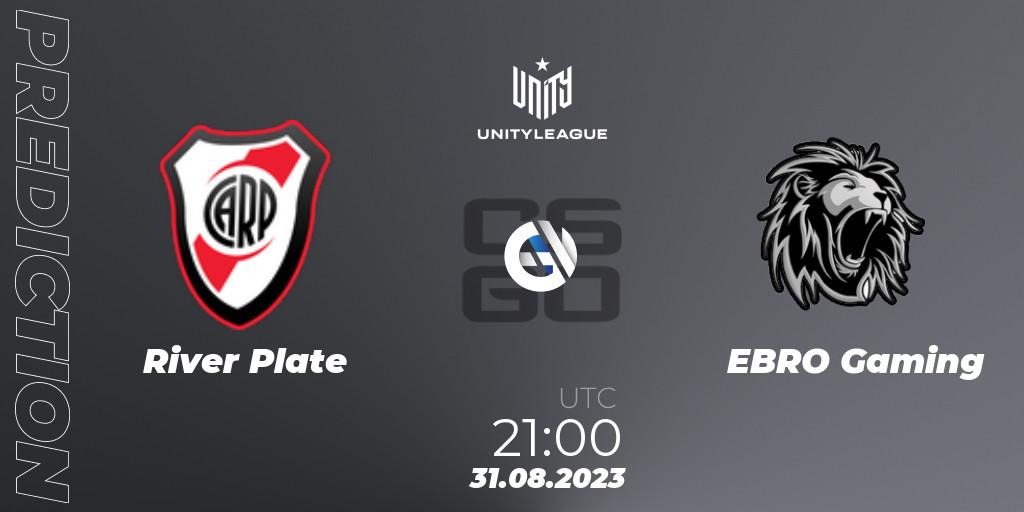 Pronósticos River Plate - EBRO Gaming. 31.08.2023 at 21:00. LVP Unity League Argentina 2023 - Counter-Strike (CS2)