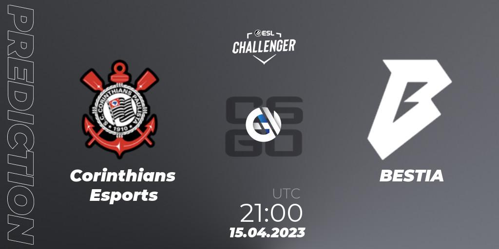 Pronósticos Corinthians Esports - BESTIA. 15.04.2023 at 21:10. ESL Challenger Katowice 2023: South American Open Qualifier - Counter-Strike (CS2)