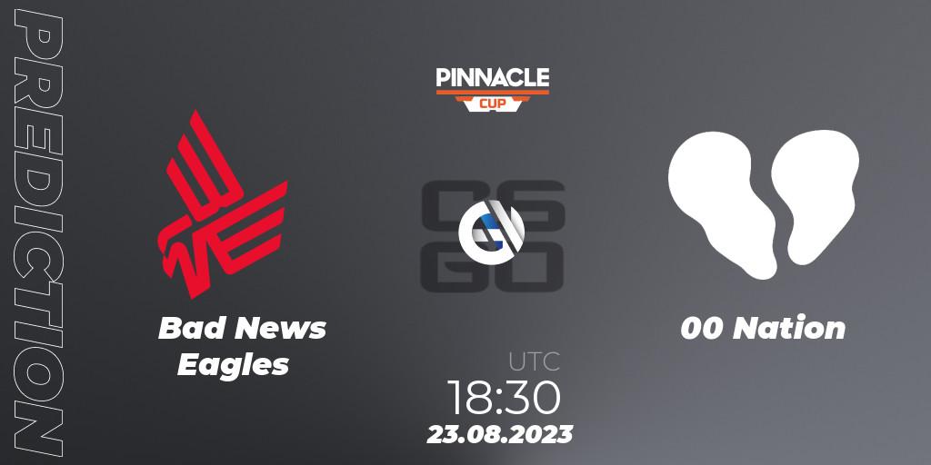 Pronósticos Bad News Eagles - 00 Nation. 23.08.2023 at 18:45. Pinnacle Cup V - Counter-Strike (CS2)