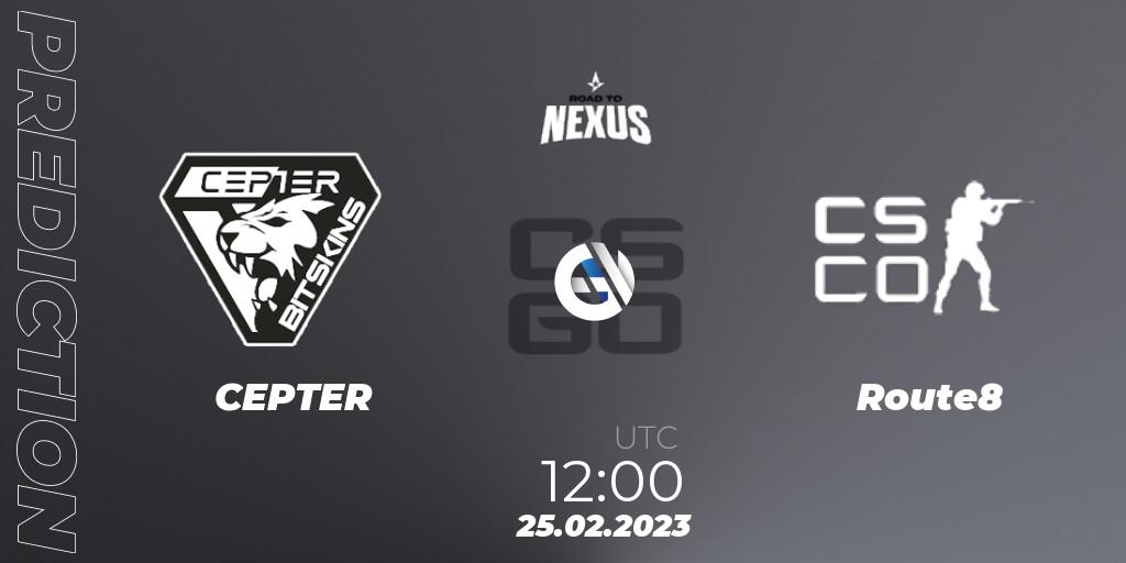 Pronósticos Alpha Gaming - Route8. 25.02.2023 at 12:00. Road to Nexus - Counter-Strike (CS2)
