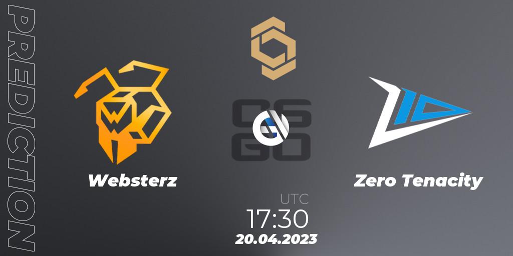 Pronósticos Websterz - Zero Tenacity. 20.04.2023 at 18:00. CCT South Europe Series #4: Closed Qualifier - Counter-Strike (CS2)