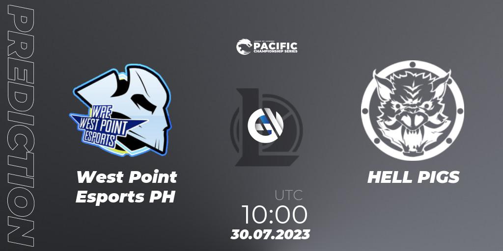 Pronósticos West Point Esports PH - HELL PIGS. 30.07.2023 at 10:00. PACIFIC Championship series Group Stage - LoL