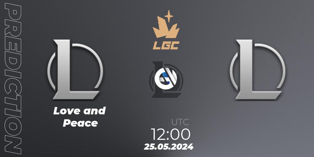 Pronósticos Love and Peace - 卧龙凤雏. 25.05.2024 at 12:00. Legend Cup 2024 - LoL