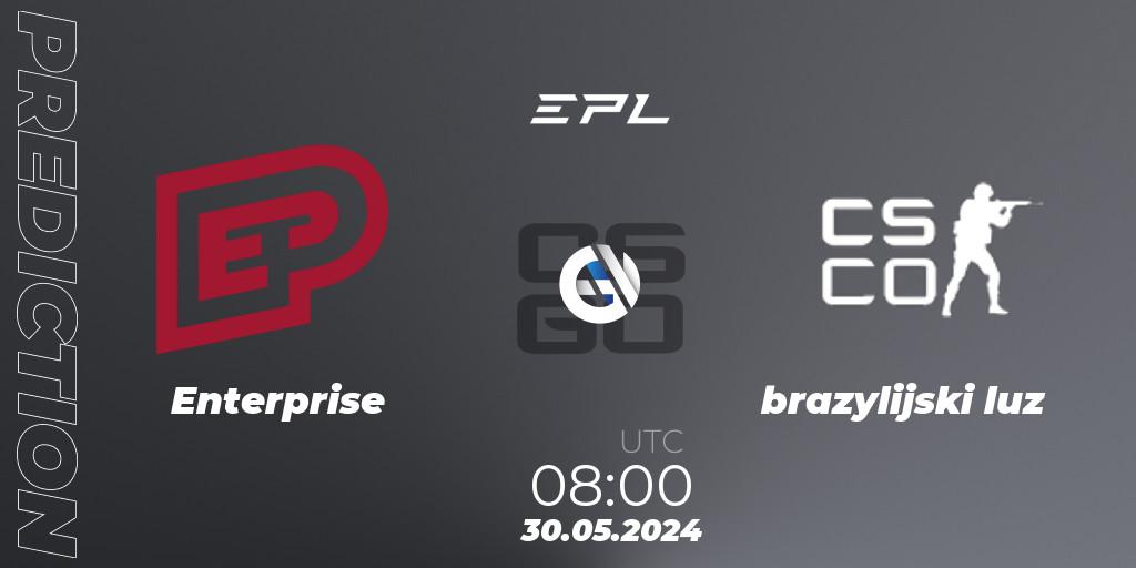 Pronósticos Enterprise - brazylijski luz. 30.05.2024 at 08:00. European Pro League Season 16 - Counter-Strike (CS2)
