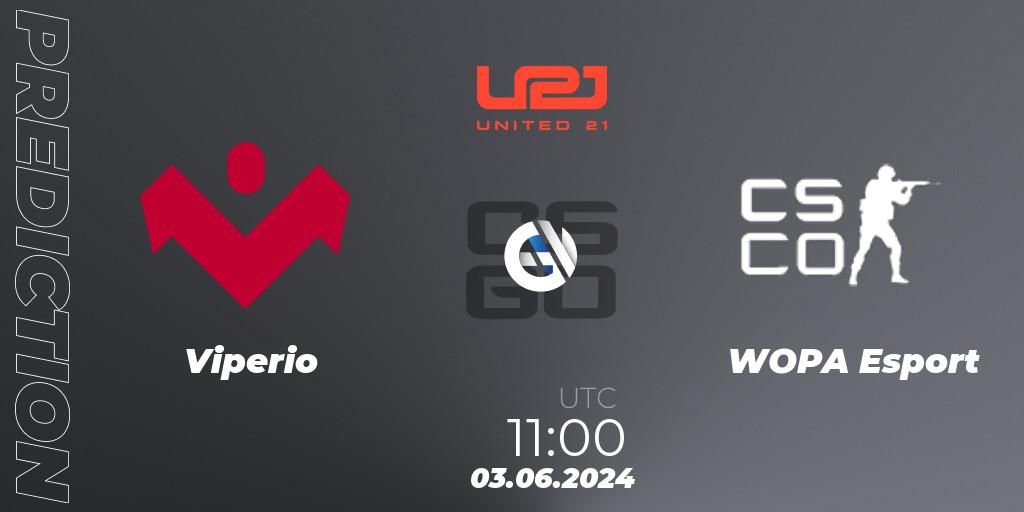 Pronósticos Viperio - WOPA Esport. 03.06.2024 at 11:00. United21 Season 16 - Counter-Strike (CS2)