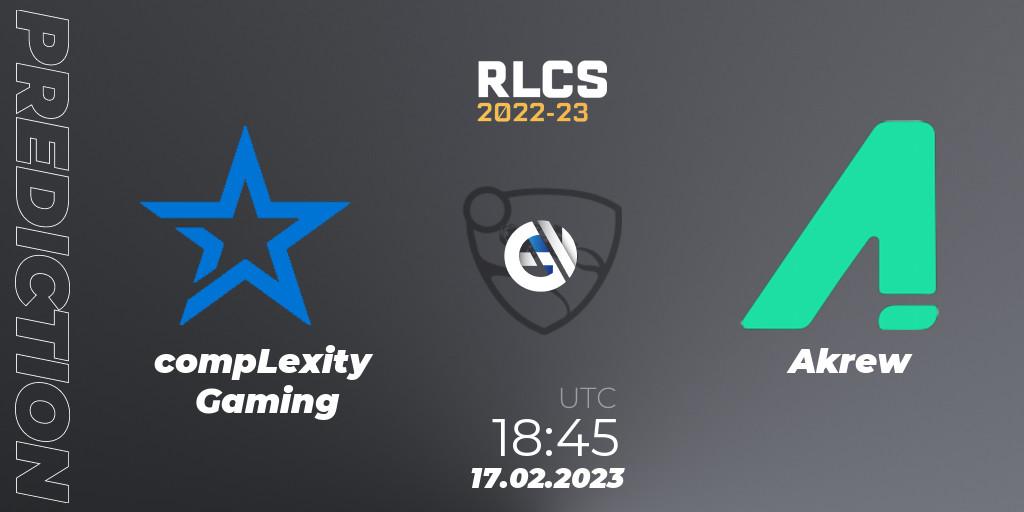 Pronósticos compLexity Gaming - Akrew. 17.02.23. RLCS 2022-23 - Winter: North America Regional 2 - Winter Cup - Rocket League