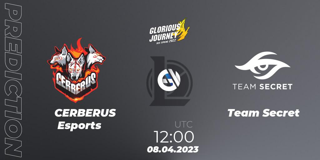 Pronósticos CERBERUS Esports - Team Secret. 08.04.2023 at 12:00. VCS Spring 2023 - Group Stage - LoL