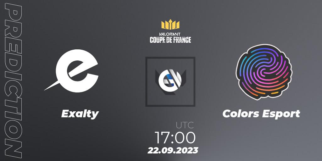 Pronósticos Exalty - Colors Esport. 22.09.2023 at 17:00. VCL France: Revolution - Coupe De France 2023 - VALORANT