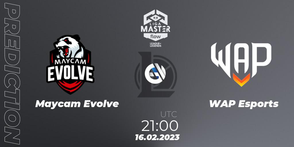 Pronósticos Maycam Evolve - WAP Esports. 16.02.2023 at 21:00. Liga Master Opening 2023 - Group Stage - LoL