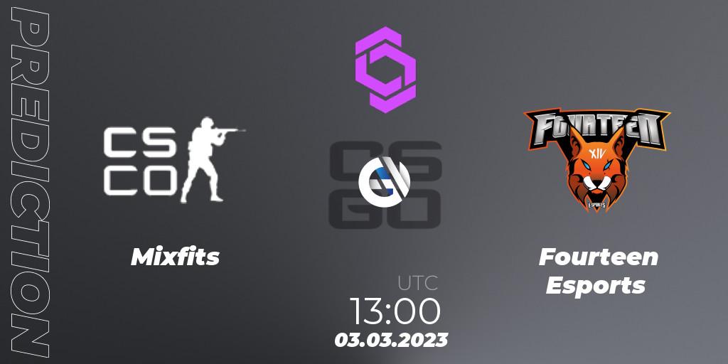 Pronósticos Mixfits - Fourteen Esports. 03.03.2023 at 13:00. CCT West Europe Series 2 Closed Qualifier - Counter-Strike (CS2)