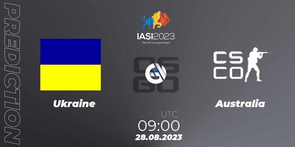 Pronósticos Ukraine - Australia. 28.08.23. IESF World Esports Championship 2023 - CS2 (CS:GO)