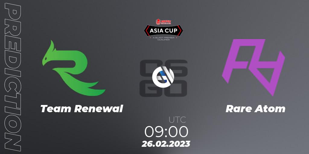 Pronósticos Team Renewal - Rare Atom. 26.02.23. 5E Arena Asia Cup Spring 2023 - BLAST Premier Qualifier - CS2 (CS:GO)