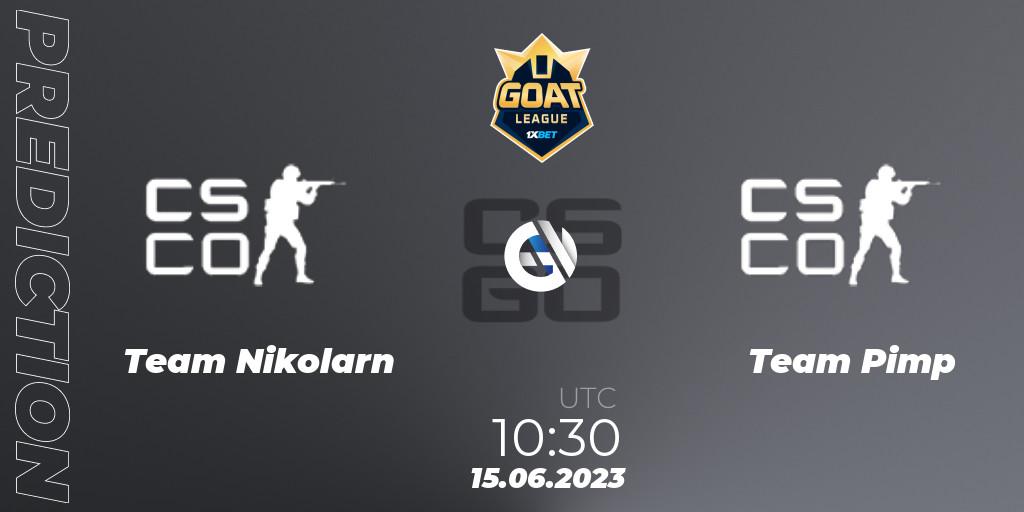 Pronósticos Team Nikolarn - Team Pimp. 15.06.2023 at 10:30. 1xBet GOAT League 2023 Summer VACation - Counter-Strike (CS2)
