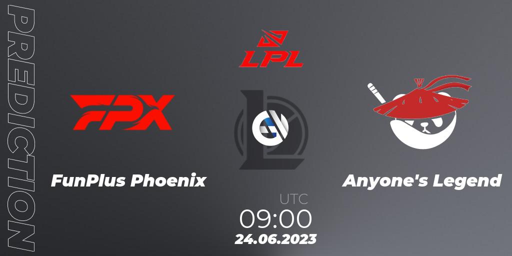 Pronósticos FunPlus Phoenix - Anyone's Legend. 24.06.23. LPL Summer 2023 Regular Season - LoL