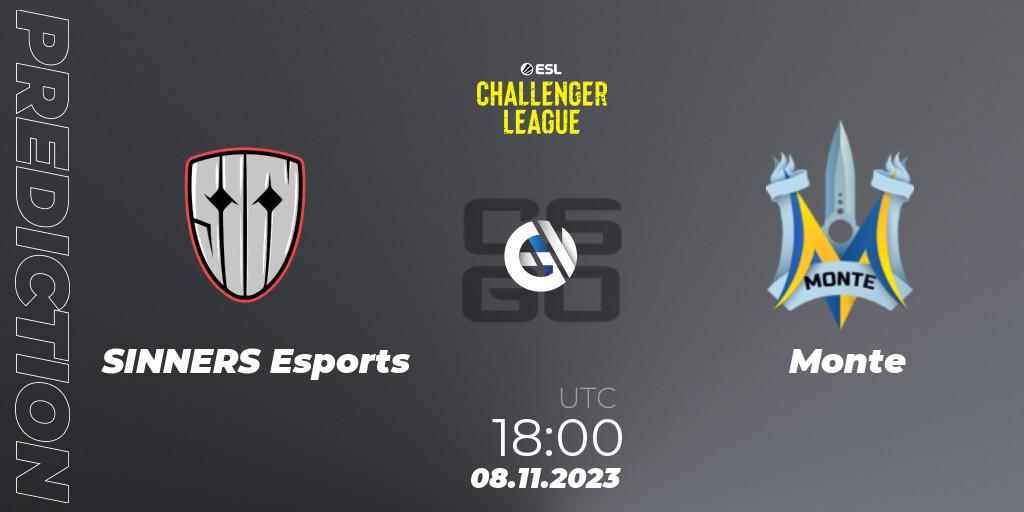 Pronósticos SINNERS Esports - Monte. 08.11.23. ESL Challenger League Season 46: Europe - CS2 (CS:GO)