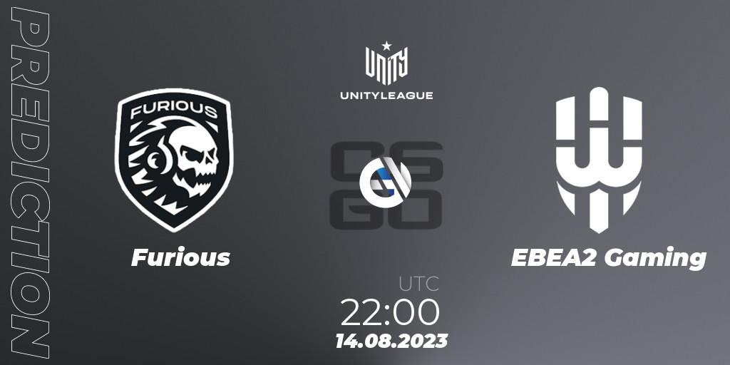 Pronósticos Furious - EBEA2 Gaming. 14.08.2023 at 22:00. LVP Unity League Argentina 2023 - Counter-Strike (CS2)
