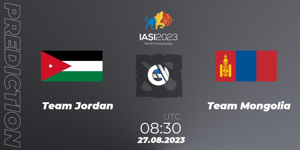 Pronósticos Team Jordan - Team Mongolia. 27.08.2023 at 11:30. IESF World Championship 2023 - Dota 2