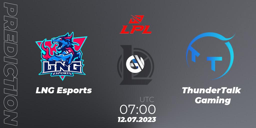 Pronósticos LNG Esports - ThunderTalk Gaming. 12.07.23. LPL Summer 2023 Regular Season - LoL