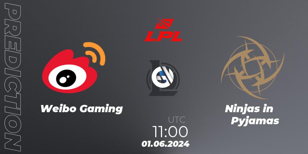 Pronósticos Weibo Gaming - Ninjas in Pyjamas. 01.06.2024 at 11:00. LPL 2024 Summer - Group Stage - LoL