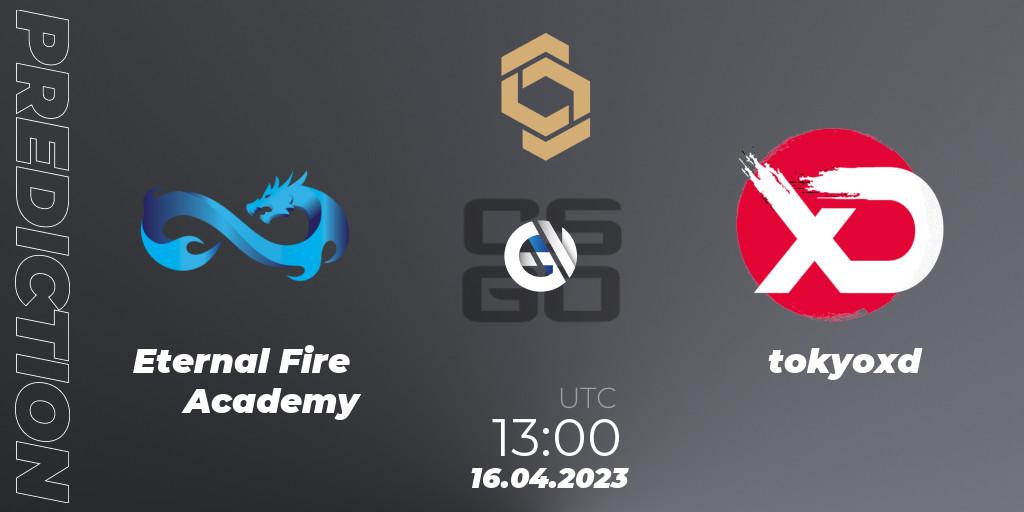 Pronósticos Eternal Fire Academy - tokyoxd. 16.04.2023 at 13:00. CCT South Europe Series #4: Closed Qualifier - Counter-Strike (CS2)