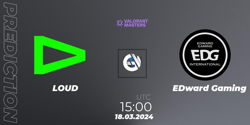 Pronósticos LOUD - EDward Gaming. 18.03.24. VCT 2024: Masters Madrid - VALORANT