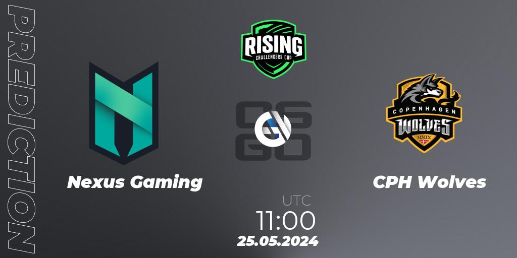 Pronósticos Nexus Gaming - CPH Wolves. 26.05.2024 at 14:00. Rising Challengers Cup #1 - Counter-Strike (CS2)