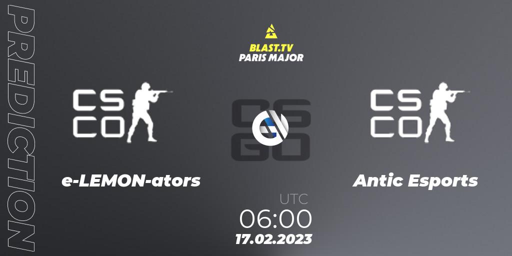 Pronósticos e-LEMON-ators - Antic Esports. 17.02.2023 at 06:10. BLAST.tv Paris Major 2023 Oceania RMR Closed Qualifier - Counter-Strike (CS2)