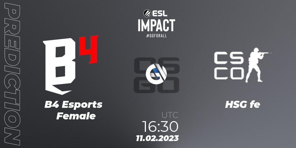 Pronósticos B4 Esports Female - HSG. 11.02.23. ESL Impact Katowice 2023 - CS2 (CS:GO)