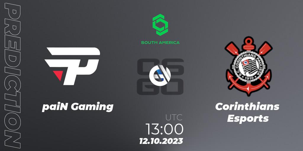 Pronósticos paiN Gaming - Corinthians Esports. 12.10.2023 at 13:00. CCT South America Series #12 - Counter-Strike (CS2)