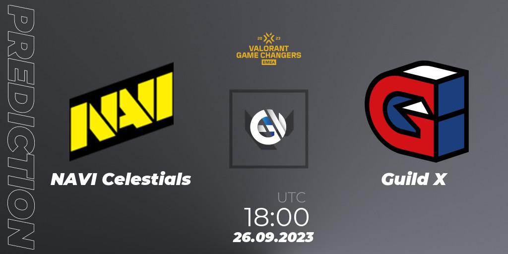 Pronósticos NAVI Celestials - Guild X. 26.09.2023 at 18:00. VCT 2023: Game Changers EMEA Stage 3 - Group Stage - VALORANT