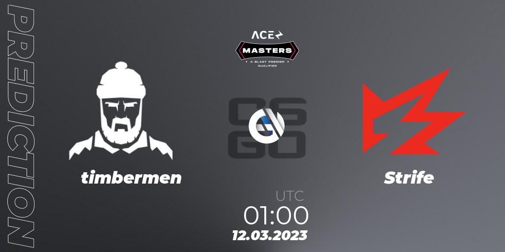 Pronósticos timbermen - Strife. 12.03.2023 at 01:00. Ace North American Masters Spring 2023 - BLAST Premier Qualifier - Counter-Strike (CS2)