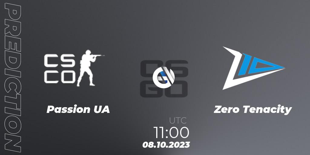 Pronósticos Passion UA - Zero Tenacity. 08.10.2023 at 11:00. A1 Gaming League Season 7 - Counter-Strike (CS2)