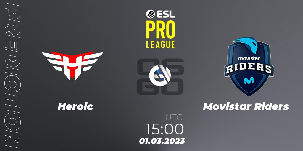 Pronósticos Heroic - Movistar Riders. 01.03.2023 at 15:00. ESL Pro League Season 17 - Counter-Strike (CS2)