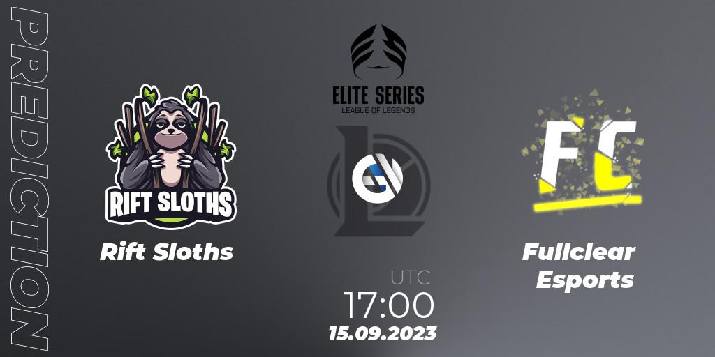 Pronósticos Rift Sloths - Fullclear Esports. 15.09.23. Elite Series Relegation 2023 - LoL