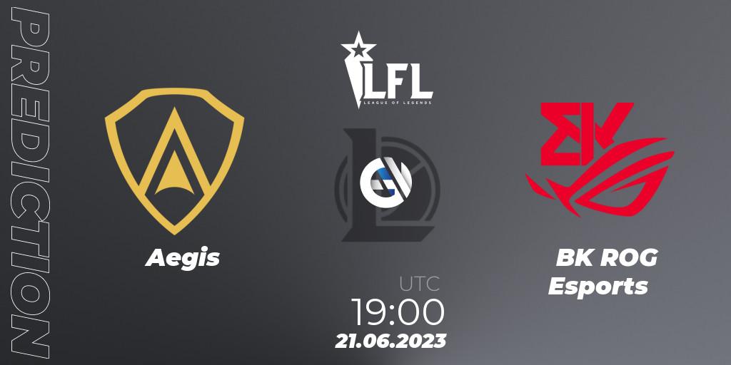 Pronósticos Aegis - BK ROG Esports. 21.06.23. LFL Summer 2023 - Group Stage - LoL