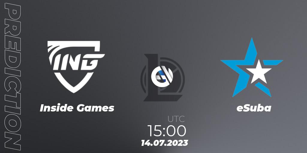 Pronósticos Inside Games - eSuba. 20.06.2023 at 15:00. Hitpoint Masters Summer 2023 - Group Stage - LoL