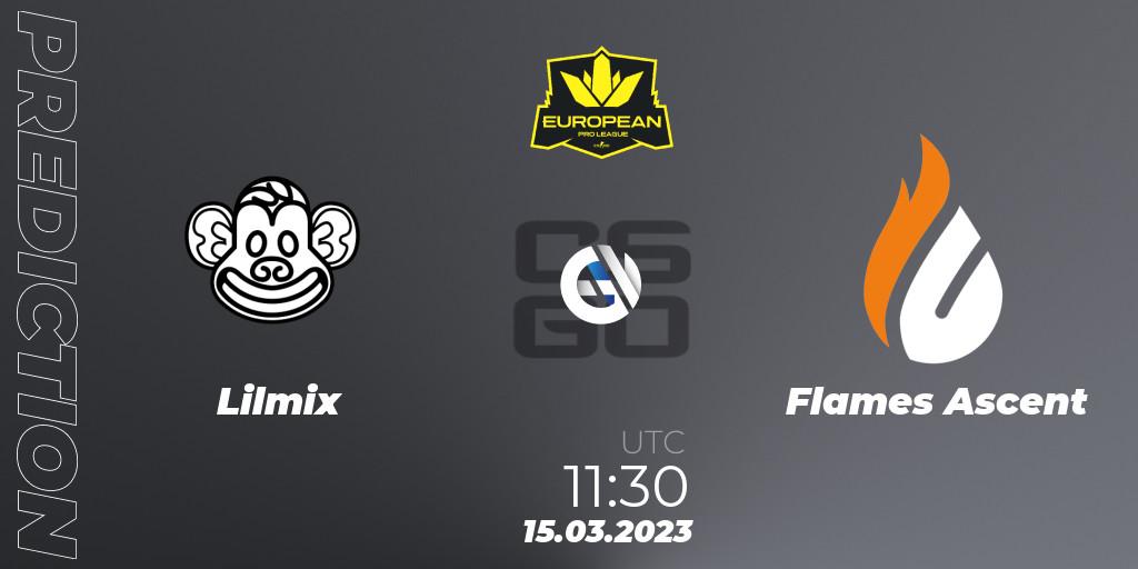 Pronósticos Lilmix - Flames Ascent. 15.03.23. European Pro League Season 7: Division 2 - CS2 (CS:GO)