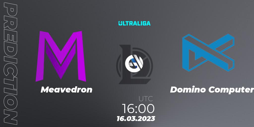 Pronósticos Meavedron - Domino Computer. 16.03.2023 at 16:00. Ultraliga 2nd Division Season 6 - LoL