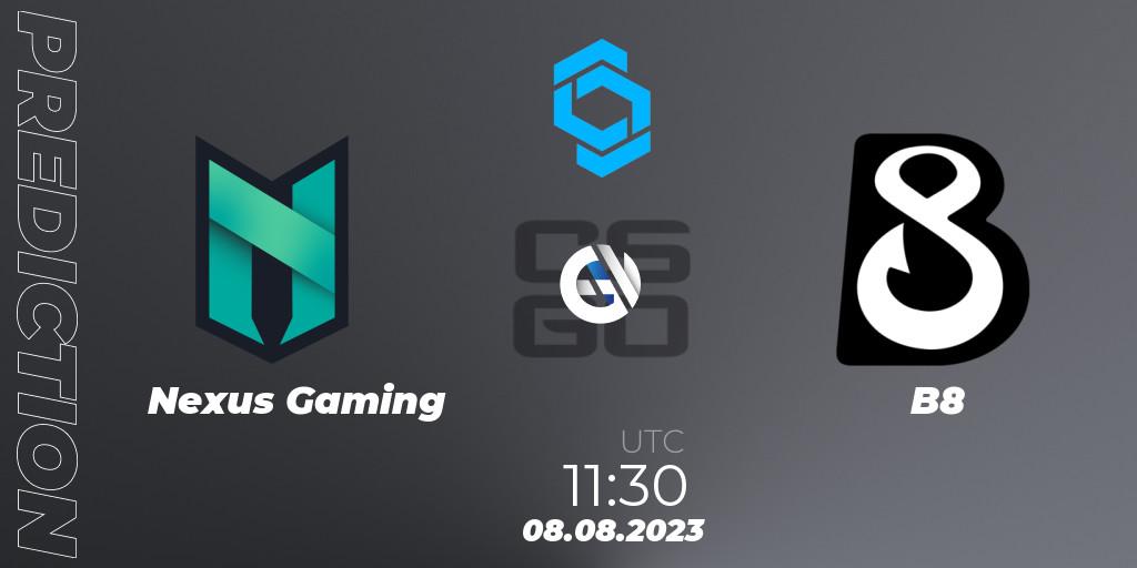 Pronósticos Nexus Gaming - B8. 08.08.2023 at 11:30. CCT East Europe Series #1 - Counter-Strike (CS2)