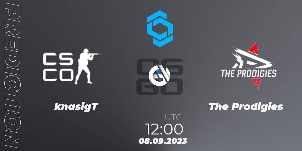 Pronósticos knasigT - The Prodigies. 08.09.2023 at 12:00. CCT East Europe Series #2: Closed Qualifier - Counter-Strike (CS2)
