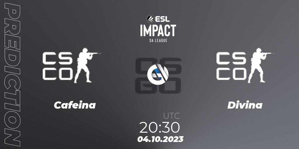 Pronósticos Cafeina - Divina. 04.10.2023 at 20:30. ESL Impact League Season 4: South American Division - Counter-Strike (CS2)