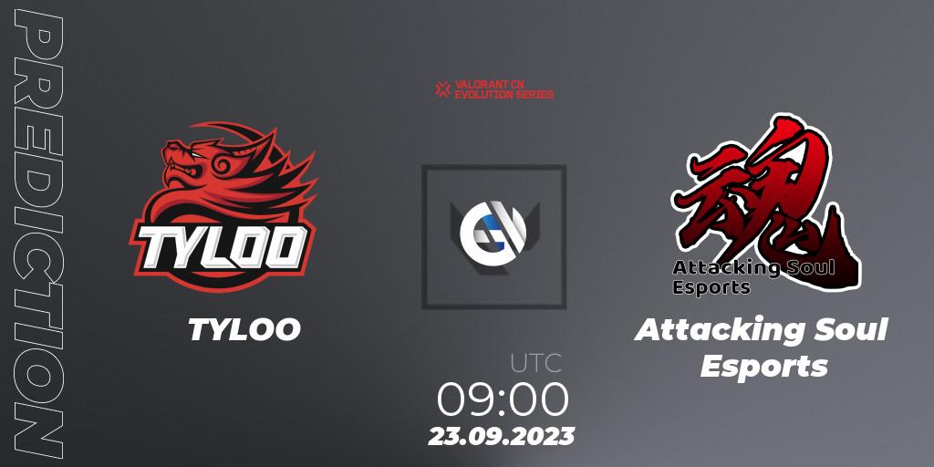 Pronósticos TYLOO - Attacking Soul Esports. 23.09.2023 at 09:00. VALORANT China Evolution Series Act 1: Variation - VALORANT