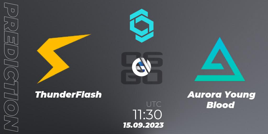 Pronósticos ThunderFlash - Aurora Young Blood. 15.09.2023 at 14:30. CCT North Europe Series #8: Closed Qualifier - Counter-Strike (CS2)