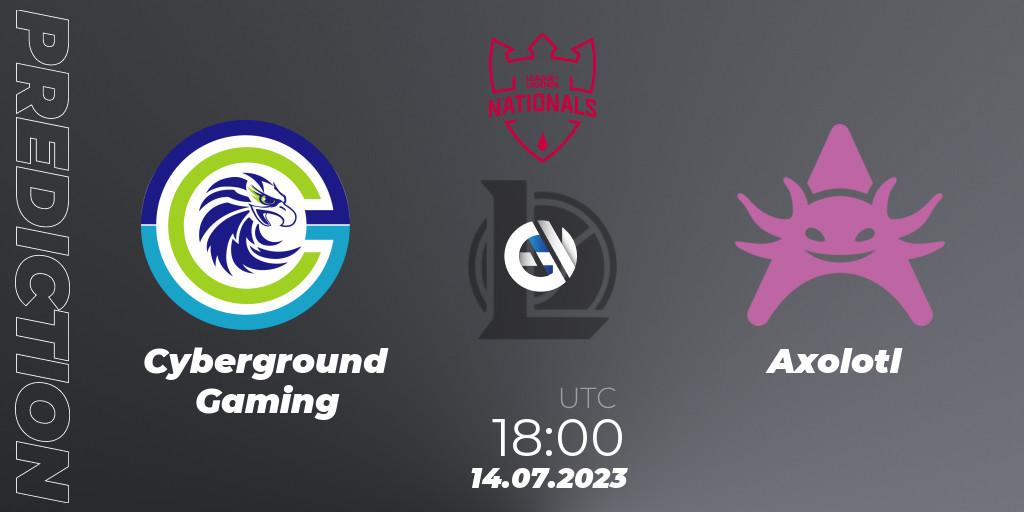 Pronósticos Cyberground Gaming - Axolotl. 14.07.2023 at 18:00. PG Nationals Summer 2023 - LoL
