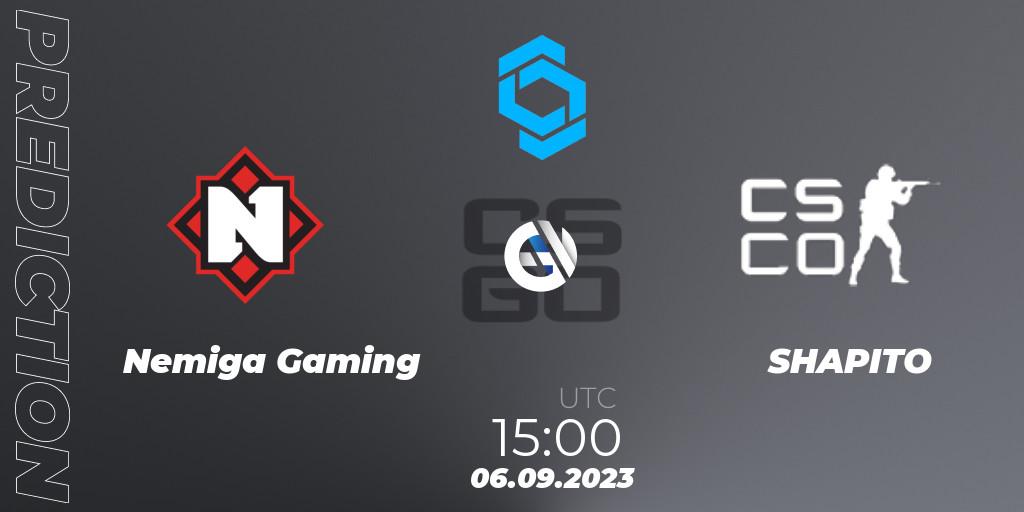 Pronósticos Nemiga Gaming - SHAPITO. 06.09.2023 at 15:00. CCT East Europe Series #2: Closed Qualifier - Counter-Strike (CS2)