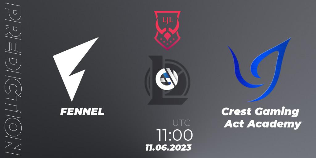Pronósticos FENNEL - Crest Gaming Act Academy. 11.06.2023 at 11:00. LJL Summer 2023 - LoL