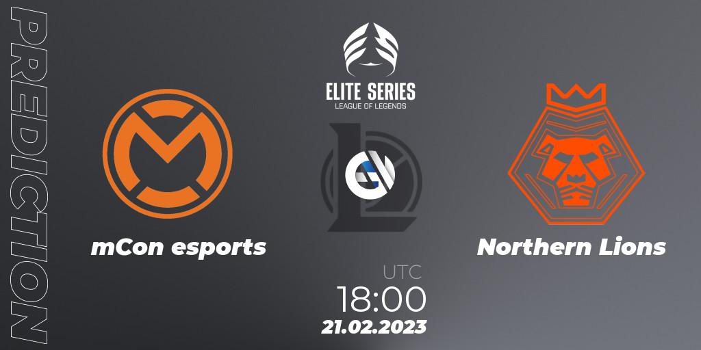 Pronósticos mCon esports - Northern Lions. 21.02.2023 at 18:00. Elite Series Spring 2023 - Group Stage - LoL